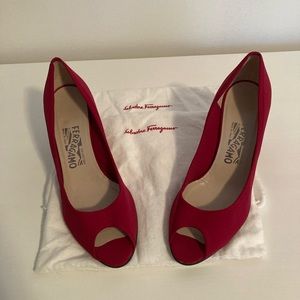 Salvatore Ferragamo wedge heels with open toe.